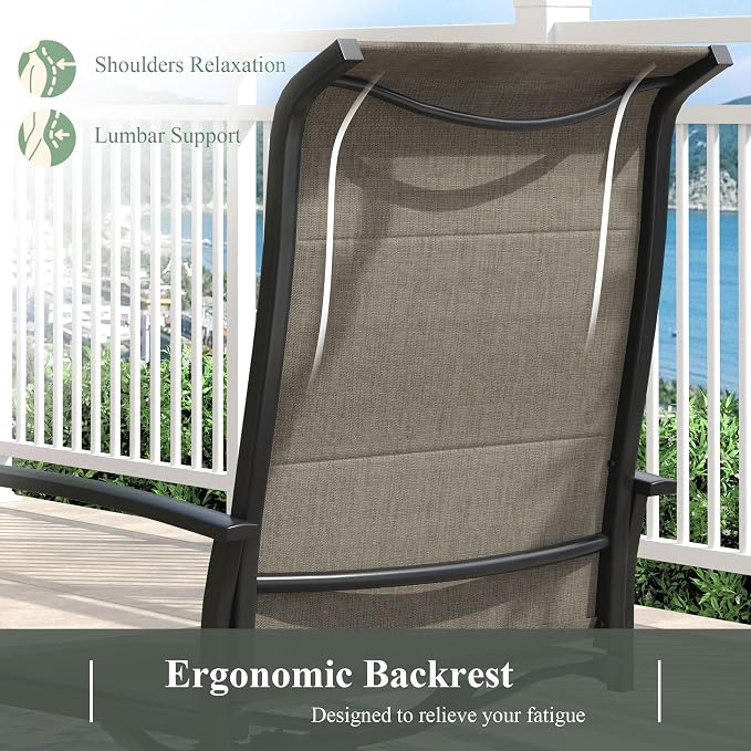 6 Pieces Outdoor Dining Set, Patio Table and Chairs Set with 51" Garden Bench for 6-7 People, 63" Outdoor Dining Table and Padded Swivel Patio Chairs for Deck Backyard, Mixed Brown and Black