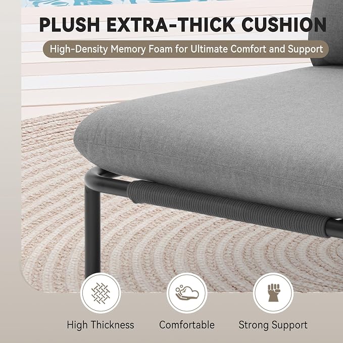 Crestlive Products Outdoor Patio Furniture Set, 6 Seater Modular Oversized Patio Conversation Set with Cushions, Modern Metal Sectional Outdoor Couch for Backyard, Deck, Porch, or Poolside, Dark Grey