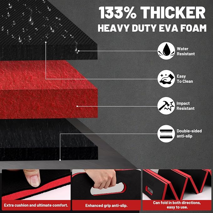 Foldable Mechanic Mat Kneeling Pad, Extra Thick Density EVA Foam Portable 5-Fold Kneeling Mat, 45" x 16" for Working Under Car, Gardening, Yardwork, Workshop Repairing, Camping
