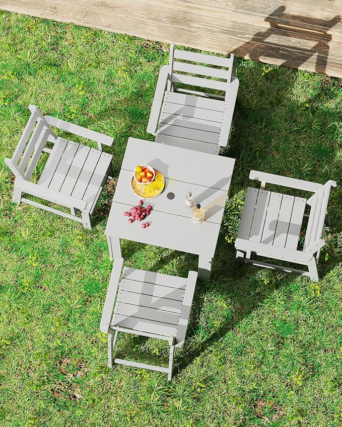 GREENVINES Patio-Chair | Outdoor Dining Chairs Set of 2 | HDPE Plastic | Removable Armrests | All Weather | for Backyard Deck Poolside Garden | White