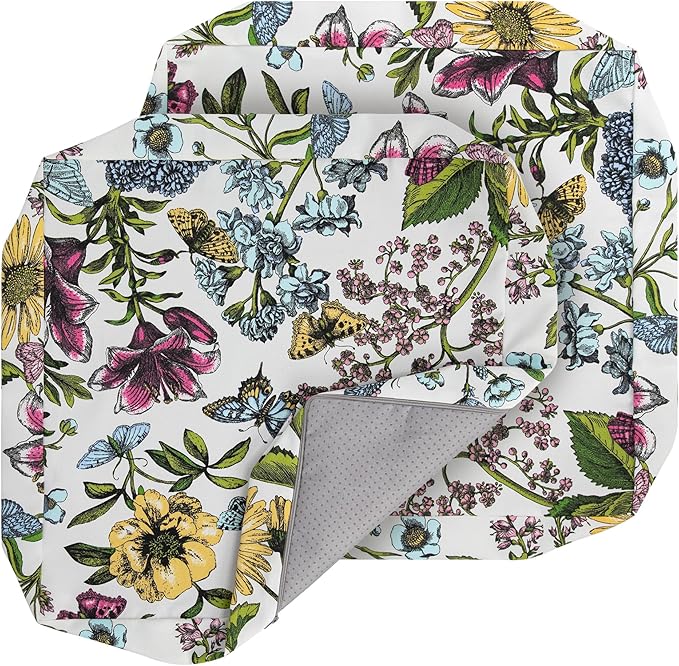 Outdoor Cushion Covers 22 x 22 x 4 inch,Set of 2,Non-Slip Grips Bottom,Replacement Cushion Covers for Garden Patio Furniture Couch Chair,Fade-Resistant Slipcover Only,No Insert(Butterfly Flower)