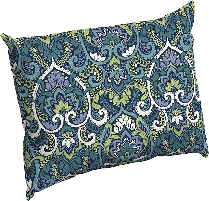 Arden Outdoor Pillow Back Cushion, 23x17, Blue Damask | Perfect for Deep Seat, Sofa, or Couch, Plush Support, Fade-Resistant, Mold and Mildew Resistant