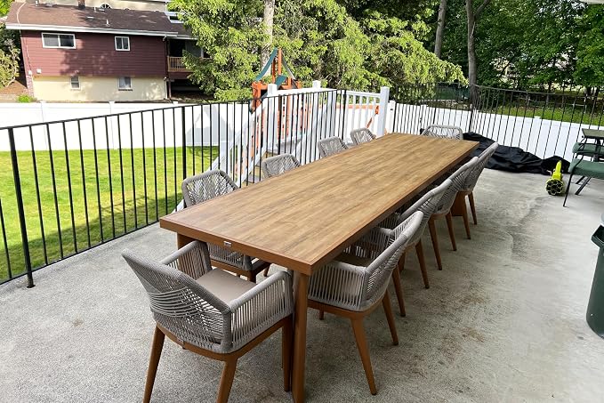 PURPLE LEAF 11 Pieces Patio Dining Set Aluminum Rectangular Table and Rattan Arm Chairs with Cushions for Kitchen Porch Garden Modern Outdoor Furniture Sets