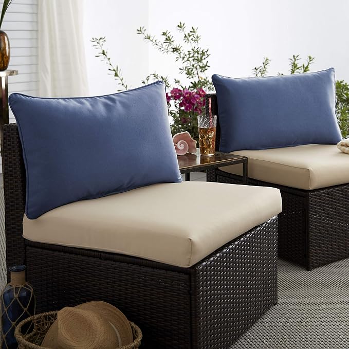 Sorra Home Dark Blue Indoor/Outdoor Pillow Set, 14 in x 24 in
