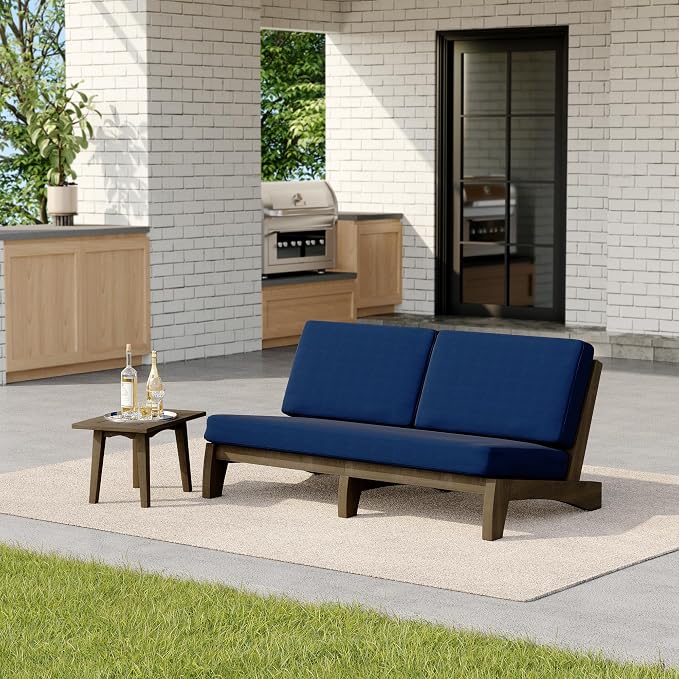 2 Pieces Patio Furniture Sets, All-Weather Outdoor Wood Bistro Set Patio Conversation Side Table Chiars and Patio Loveseat for Balcony, Backyard
