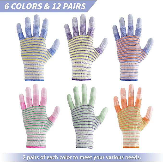 Gardening Gloves for Women - Gardening Gloves 12 Pairs, Breathable Rubber Garden Gloves, Outdoor Protective Working Gloves
