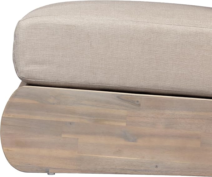 Christopher Knight Home Isabel 5-Seater Outdoor Patio Furniture Set with Cushions, Acacia Wood Patio Conversation Set with 3-Seater Sofa & Club Chairs, 3 Piece Sectional Sofa Set, Light White + Sand