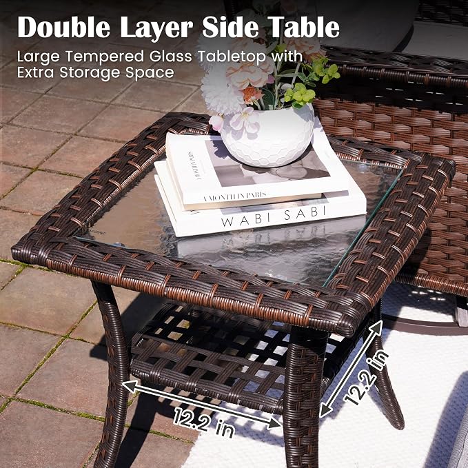 Sundale Outdoor 6 Piece Wicker Patio Furniture Set, High Back Outdoor Couch with Swivel Chairs & Coffee Table, 6" Thick Cushion Patio Conversation Sets with Deep Seating for Yard, Deck (Grey)