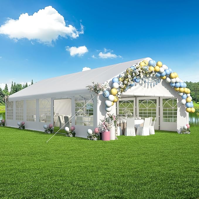 GARTOO 20' x 40' Canopy Party Tent - Heavy Duty Outdoor Wedding Gazebo with 4 Sand Bags, Event Shelter Canopy for Outdoor Event, Wedding, Birthday Party