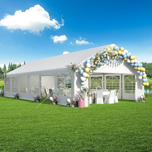 GARTOO 20' x 40' Canopy Party Tent - Heavy Duty Outdoor Wedding Gazebo with 4 Sand Bags, Event Shelter Canopy for Outdoor Event, Wedding, Birthday Party