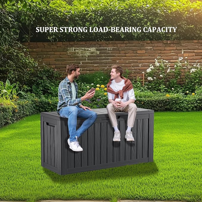 TARKARI 80 Gallon Outdoor Storage Box Waterproof, Resin Deck Boxes with Lockable Lid & UV-Resistant for Patio, Pool, Garden Furniture Cushions & Accessories, Black