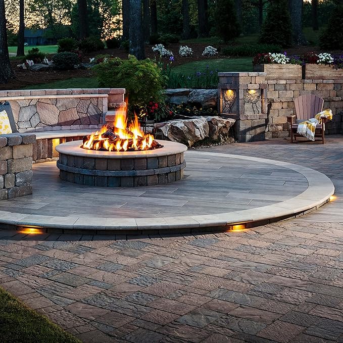 LUMENGY 7 Inch 3W LED Hardscape Light, 2700K Warm White, Easy Replaceable Feature, Includes 3 Mounting Plates for Outdoor Steps, Retaining Walls and Paver Steps, 12V, Black Finish