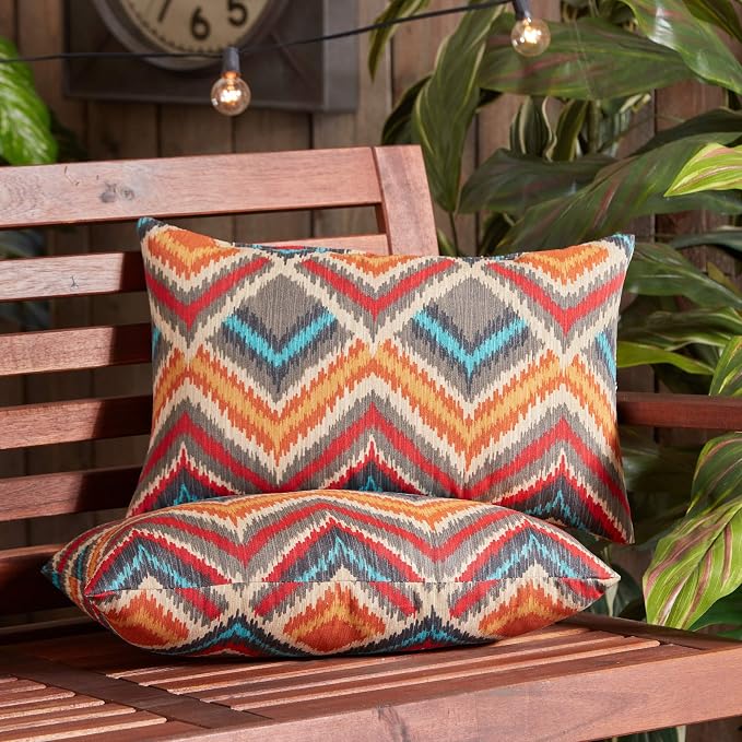 South Pine Porch Outdoor 19x12-inch Rectangle Accent Pillow (Set of 2), Surreal Chevron
