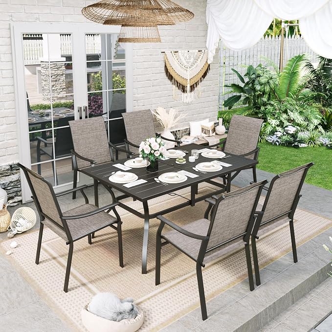 Sophia & William Outdoor Dining Set for 6, All-Weather Patio Table and Chairs Set for Lawn, Yark, and Courtyard