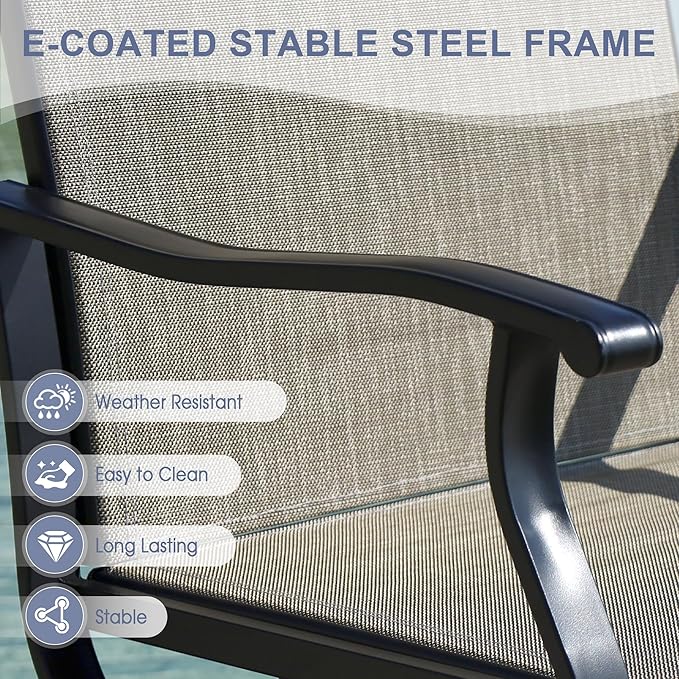 VICLLAX 5 Pieces Patio Dining Set, Patio Furniture Set of 4 Patio Swivel Dining Chairs and 41" Patio Round Table with Storage Shelf for Deck Garden, Mixed Brown Chairs & Walnut Tabletop