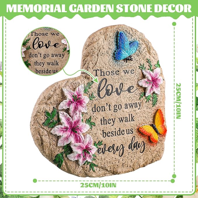 Jetec 10 Inch Memorial Garden Stone Sympathy Gift for Loss of Loved One Stepping Stones for Garden Decor Those We Love Don't Go Away Memorial Bereavement Condolence Gifts for Outdoors