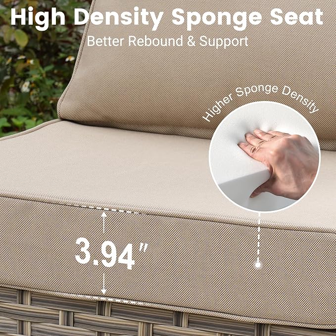 10 Pieces Wicker Patio Furniture Set,Outdoor Sectional Sofa with Swivel Chairs Coffee Table,Outside Deep Seat Rattan Couch Conversation Set,Beige