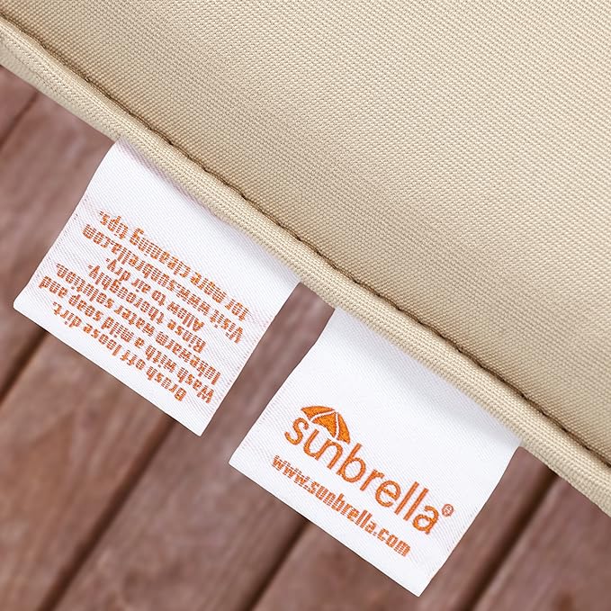 Sorra Home x Sunbrella Indoor Outdoor Sunbrella Square Pillows, Set of 2, 16x16, Canvas Natural Ivory & Capri True Blue