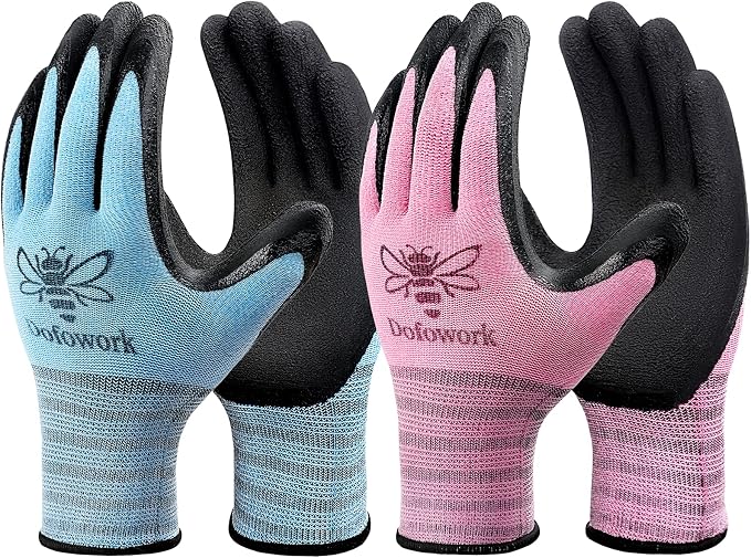 DOFOWORK Gardening Gloves - 6 Pair Gardening Gloves for Women/Men with Grip | Breathable Natural Latex Garden Glove Outdoor Protective Working Glove for Weeding, Raking and Pruning