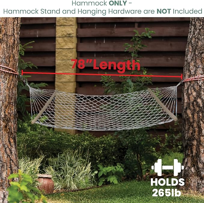 Northlight 32816579 31" x 78" Tan Netting Lattice Pattern Hammock with Wooden Bars, Brown