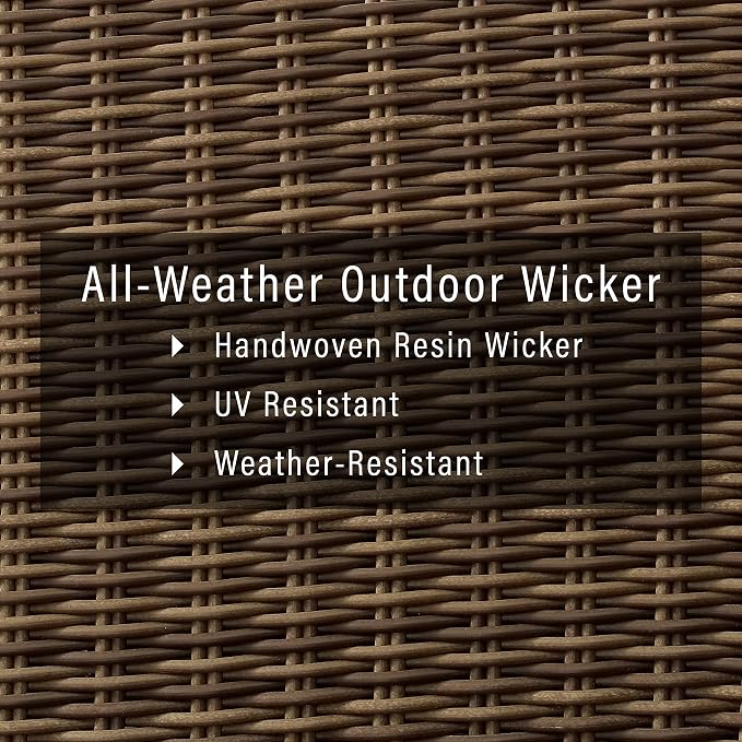 Crosley Furniture Bradenton 2-Piece Outdoor Chair Set, Wicker Dining Patio Chairs for Deck, Backyard, Weathered Brown with Sand Cushions