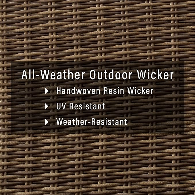 Crosley Furniture Bradenton 4-Piece Outdoor Loveseat Patio Furniture Set, Wicker Conversation Sets for Porch, Brown with Sand Cushions
