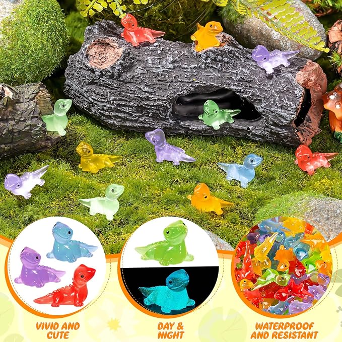 600PCS Luminous Mini Resin Lizards Tiny Glow Lizard Figurines Bulk | Miniature Lizard Animal Figurines Glow in The Dark, Micro Moss Garden Landscape, Dollhouse DIY, Birthday Party Home Decor