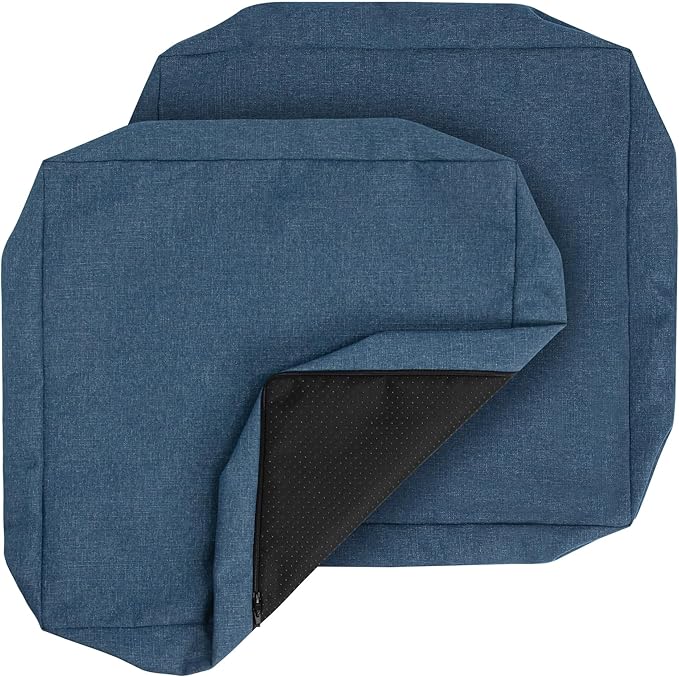 FUNHOME Outdoor Cushion Covers 24 x 24 x 4 inch,Set of 2,Non-Slip Grips Bottom,Replacement Cushion Covers for Garden Patio Furniture Couch Chair,Fade-Resistant Slipcover Only,No Insert(Denim Blue)