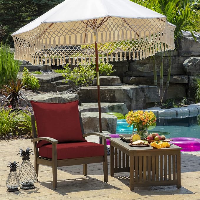 Arden Deep Seat Outdoor Chair Cushion Set (4-Pack), 24 in x 24 in, Weather-Proof, Rain-Proof, Fade Resistant Patio Cushion Set for Chair, Sofa, and Couch Ruby Red Leala | Outdoor Sofa, Couch, Conversation Set, Weather-Proof, Rain-Proof, Fade Resistant ...
