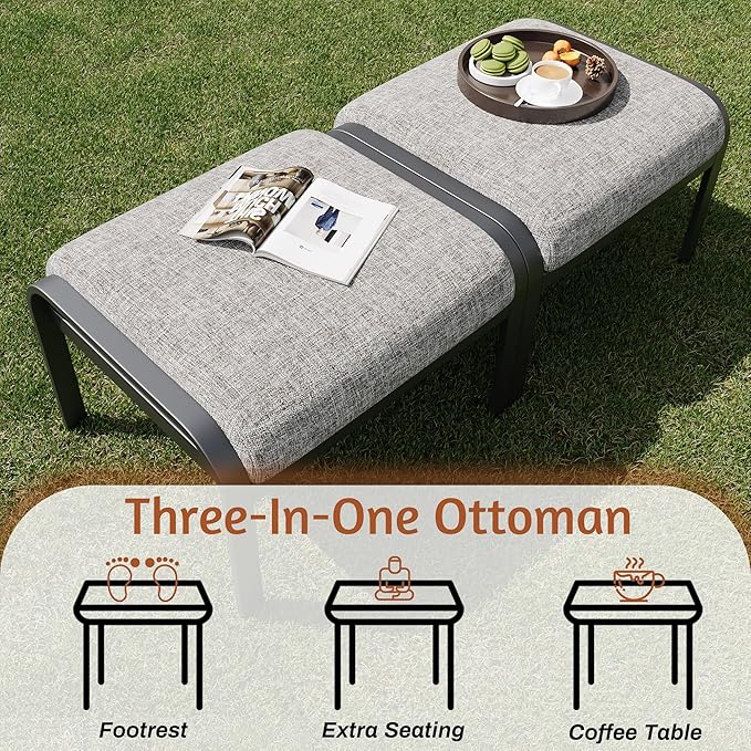 HOMREST 9 PCS Outdoor Patio Furniture Set with 2 Swivel Rocking Chairs and Metal Coffee Side Table, Patio Conversation Set with 2 Ottomans and 2 3-Seat Sofas, Loveseat for Big Garden, Deck, Poolside
