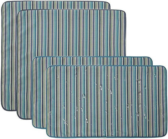Unimatta Outdoor Sunbrella Decorative Throw Pillow Covers Only, Pack of 4, 17"x17" & 20"x12" Water Repellent Replacement Lumbar Pillow Case for Patio, Couch, Sofa and Patio Furniture, Swell Turquoise