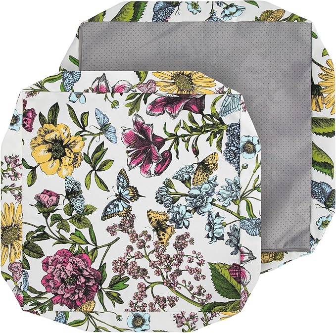 Outdoor Cushion Covers 18 x 18 x 4 inch,Set of 2,Non-Slip Grips Bottom,Replacement Cushion Covers for Garden Patio Furniture Couch Chair,Fade-Resistant Slipcover Only,No Insert(Butterfly Flower)