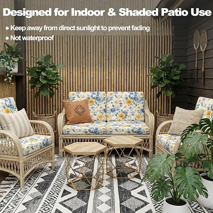 CALBODE 12 Pcs Stretch Outdoor Seat Cushion Covers, Washable Chair Seat Cover for Patio Furniture Cushions Soft Indoor and Outdoor Couch Cover Replacement (Spring Bloom, Cover Only)