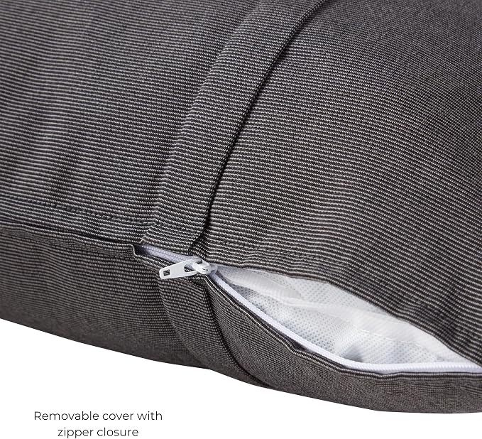 Sunbrella Rectangular Outdoor Throw Pillows 21x14 Set of 2 - Corded Lumbar Patio Accent Pillows with Pleated Design & Removable Zipper Covers – Weather & Fade Resistant Pillows, Canvas Coal