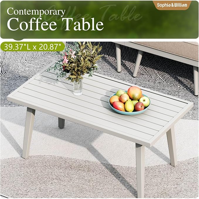 Sophia & William 6-Piece Patio Furniture Set, Outdoor Sectional Furniture with Classic Rope PE Rattan and Coffee Table, All-Weather Conversation Set with Anti-Rust Frame and Olefin Cushions