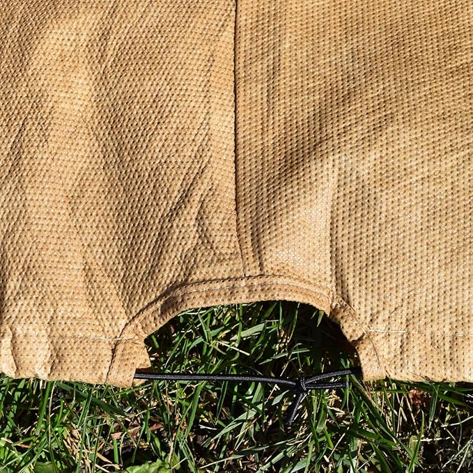 Budge P5A23SF1 All Seasons Round Patio Table Cover Lightweight, UV-Resistant, Large, Tan