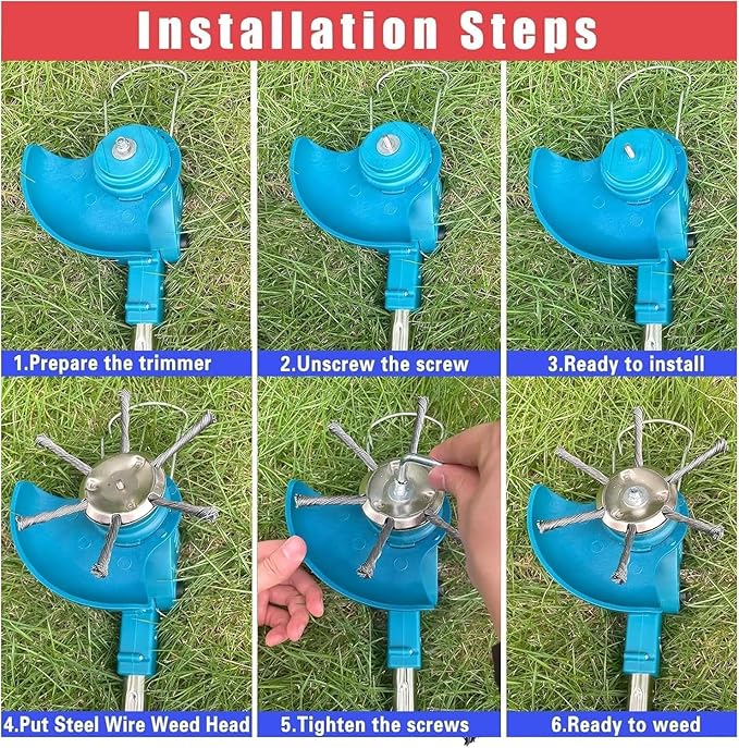 Voltriox Trimmer Head for Weed Eater, Heavy Duty Wire Brush Cutter Attachment with Adapter Kit, Weed Removal Tool for Grass, Moss, Pavement Cracks and Yard Maintenance, Fits Trimmers (2PCS)