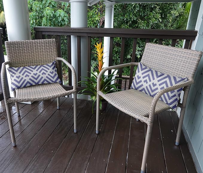Indoor/Outdoor Polyester Fabric Lumbar Pillow Cover, All-Weather Waterproof Rectangular Cushion Case for Patio Furniture, 12 x 24 Set of 2 - Abstracts-72