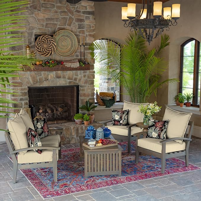 Arden Outdoor Toss Pillow, 16x16, Black Tropical | Indoor/Outdoor Décor, Rain-Proof, Fade Resistant, Mold and Mildew Resistant