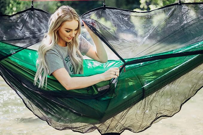 Bear Butt Hammock Bug Net - Exclusive Polyester Mesh for 360 Protection - Dual Sided Diagonal Zipper For Easy Access - Start Up Company