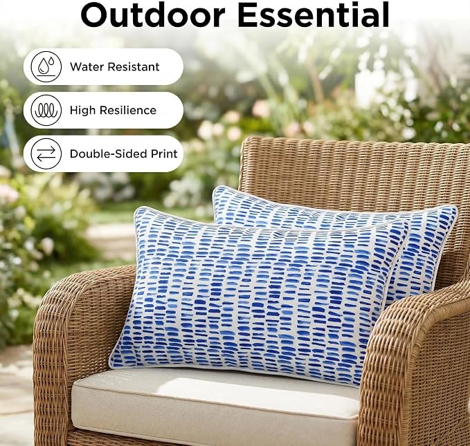 JMGBird Throw Pillows Outdoor Accent Pillows Sunbrella Pillows for Couch | 12x20 Pillow Insert Outdoor Lumbar Pillows Waterproof Outdoor Pillow covers with Inserts for Patio Furniture