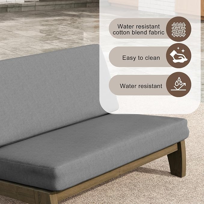 4 Pieces Patio Furniture Sets, All-Weather Outdoor Wood Bistro Set Patio Conversation Coffee Table Chiars and Patio Loveseat for Balcony, Backyard