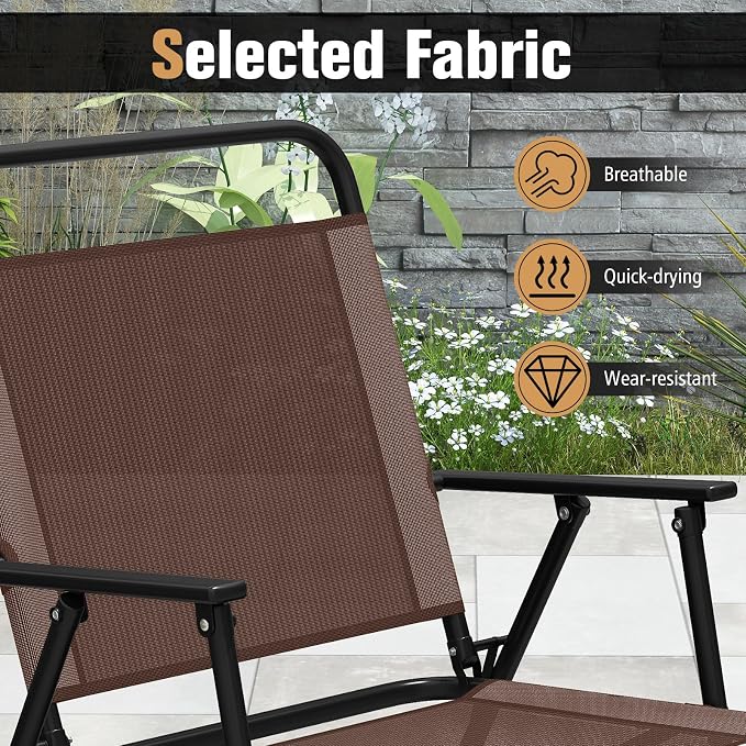 Tangkula 6 Pieces Folding Patio Dining Set, 4 Chairs and 31.5 inches Round Table, Patio Umbrella Included, for Indoor Outdoor Poolside or Balcony (Brown)