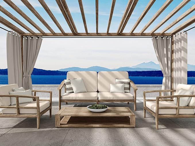 Covermates LuxeGuard Outdoor Throw Pillow, 18"x18", Dove Stripe | 500D LuxeGuard polyester, full-length zipper, corded piping, cover and insert included, washable, 2-year warranty