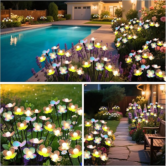 MRHEPHAESTUS Solar Garden Lights, 6 Pack 36 LED Solar Swaying Flower Light, Waterproof Firefly Lights Outdoor Fairy Light for Garden Patio Yard Pathway Flower Bed Decoration