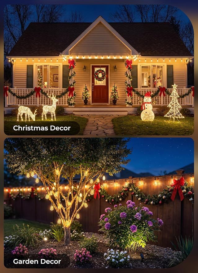Brightown 100FT Solar String Lights Outdoor, 31+2 Shatterproof LED Lights | Waterproof, Remote Control, Dimmable, Timer, 3 Light Modes Solar Lights for Yard, Camping, Parties and Outdoor Decor