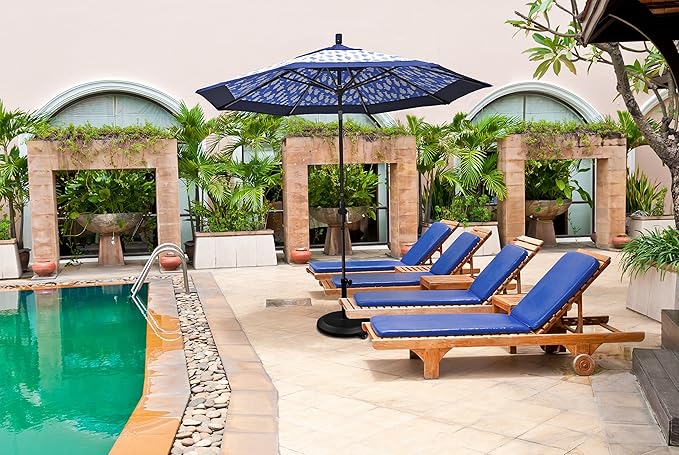 California Umbrella 9' Round Aluminum Market Umbrella, Crank Lift, Collar Tilt, Bronze Pole, Sunbrella Spectrum Cilantro