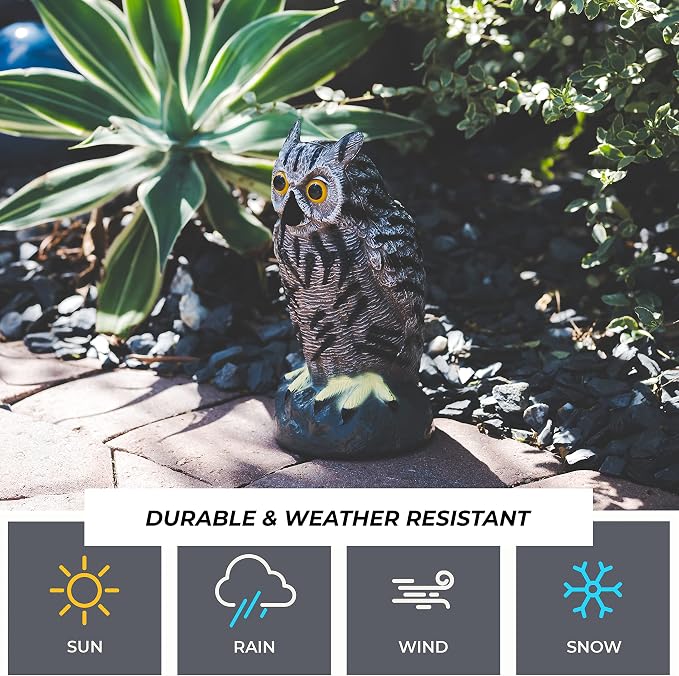 Owl Decoys to Scare Birds Away Plastic Owls Statue for Garden & Outdoors, 3