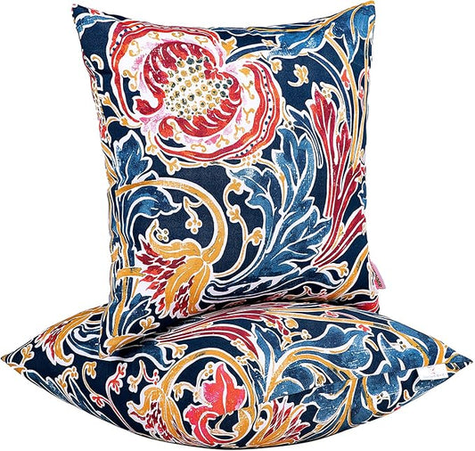 JMGBird Outdoor Lumbar Pillows Outdoor Accent Pillows for Outdoor Furniture | Water-Resistant Outdoor Pillows, 18x18 inch Pomegranate Pattern Throw Pillows with Inserts for Patio Furniture