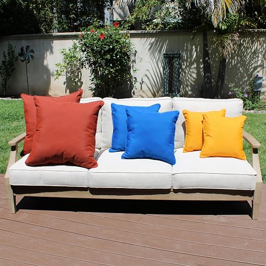 Factory Direct Partners Presidio 24" x 24" Square Decorative Throw Pillow Set with Piping for Indoor/Outdoor Furniture; UV, Fade, Weather-Resistant Olefin Fabric (2-Pack) - Rust Red, 13811-118
